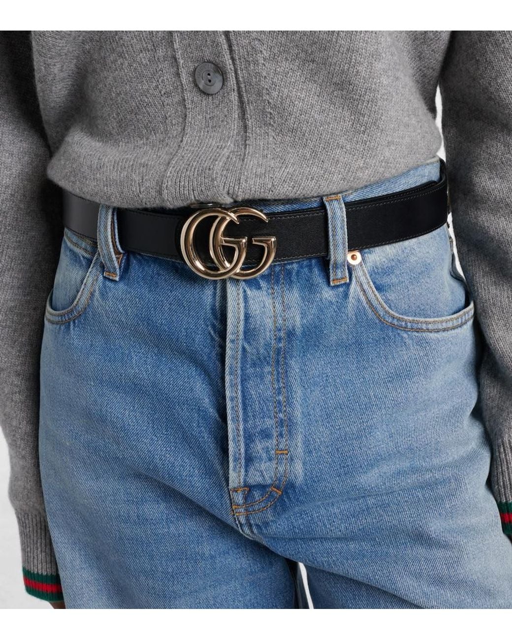 Gucci Black Gg Reversible Leather Belt