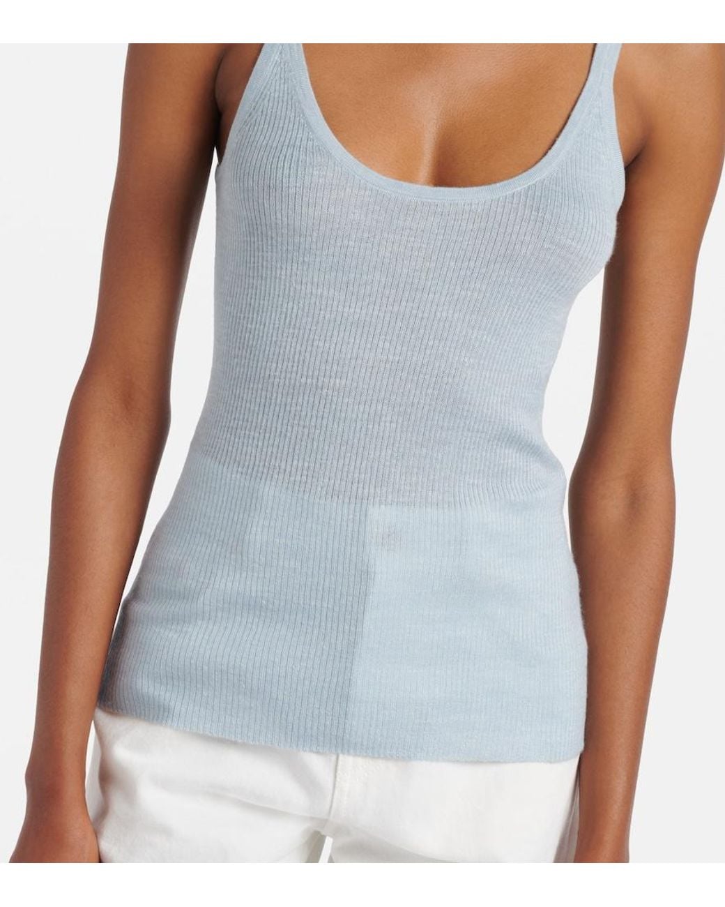 Gabriela Hearst Blue Cinxia Cashmere, Silk, And Hemp Tank Top