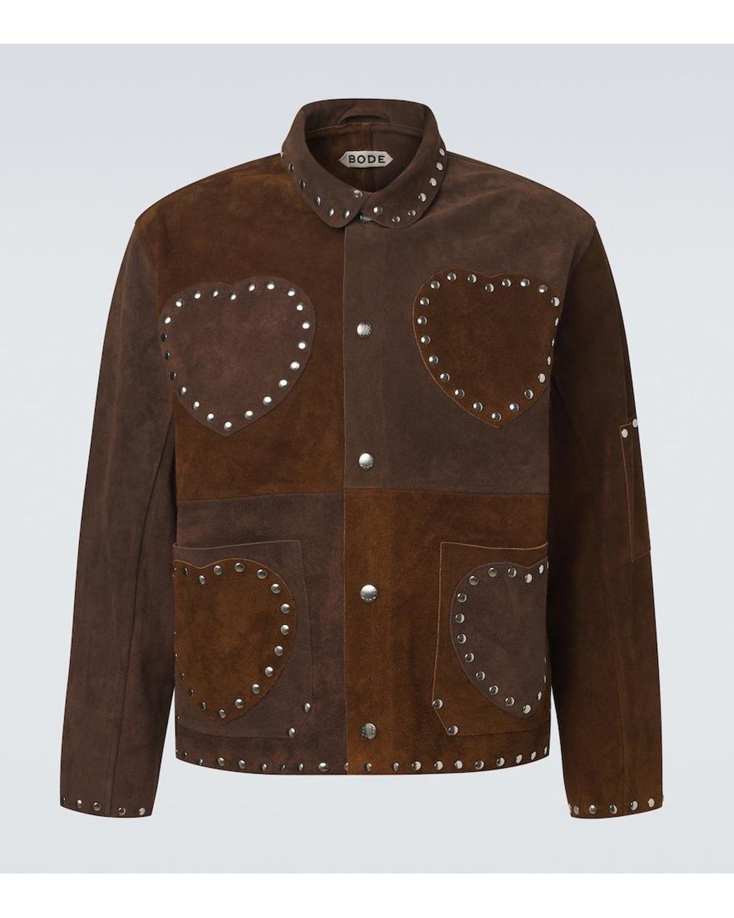 Bode Brown Studded Suede Jacket for men