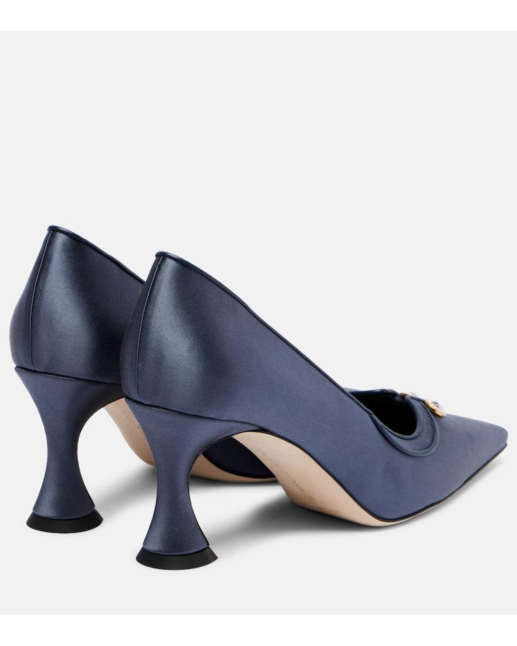Manolo Blahnik Blue Amala 70 Embellished Satin Pumps