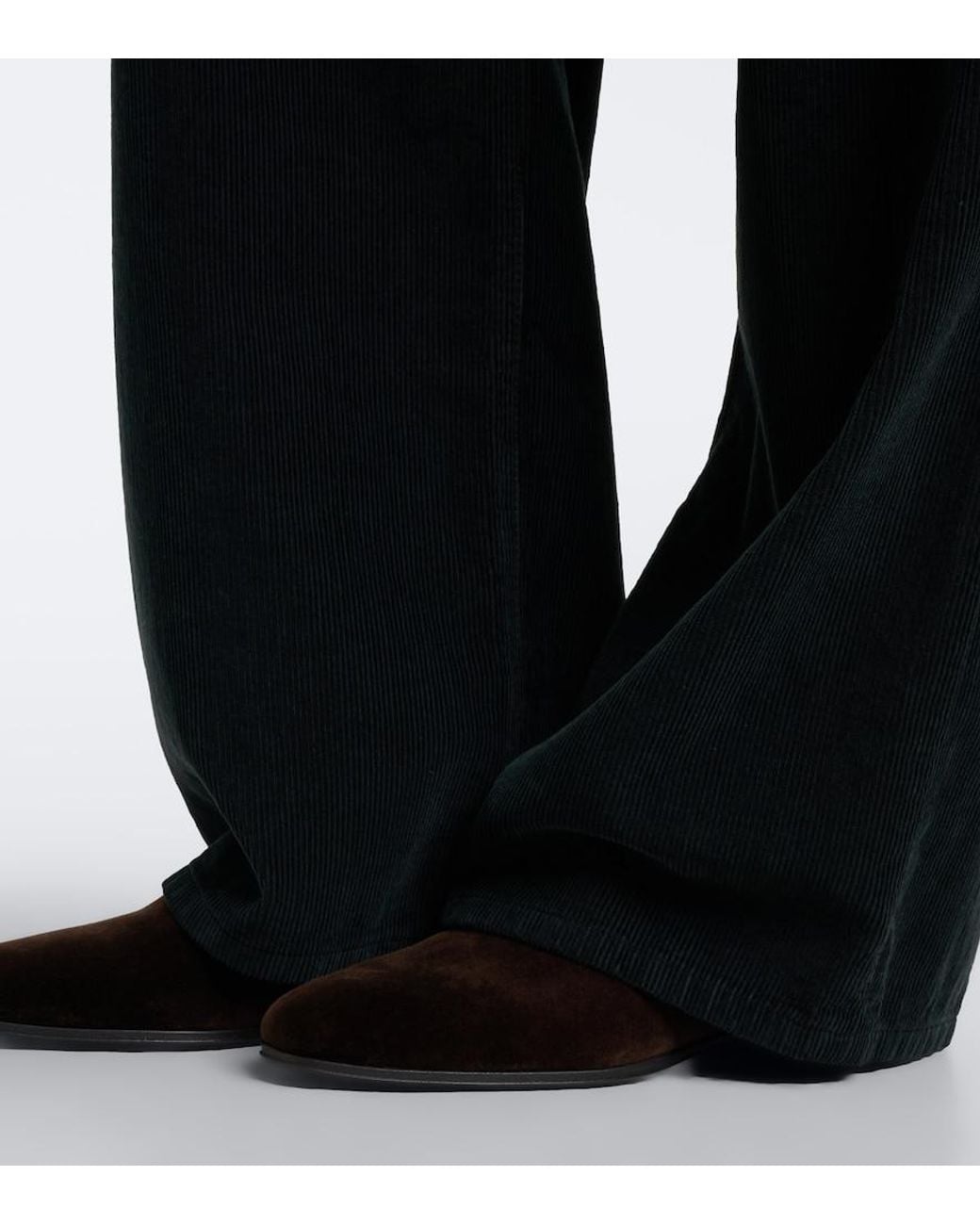 The Row Black Marc Leather-Trimmed Velvet Loafers