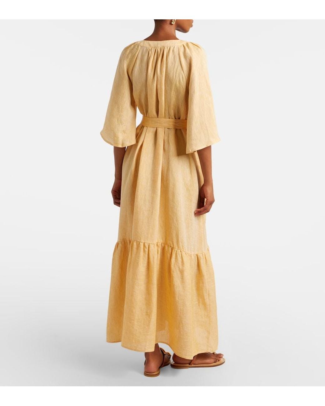 Eres Natural Audacieuse Belted Linen Maxi Dress