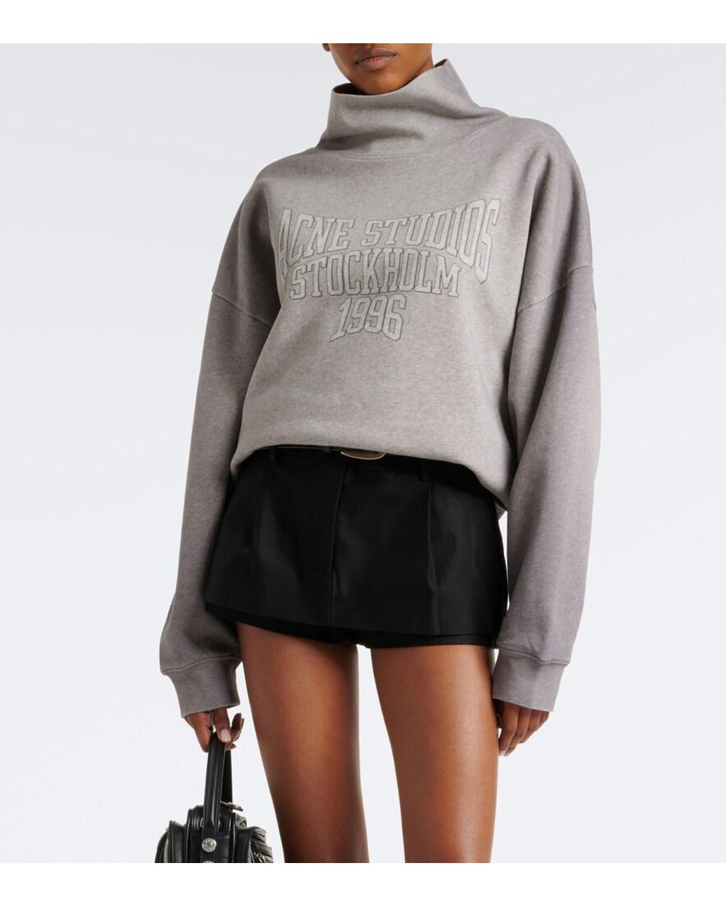 Acne Gray Logo Cotton Fleece Sweatshirt