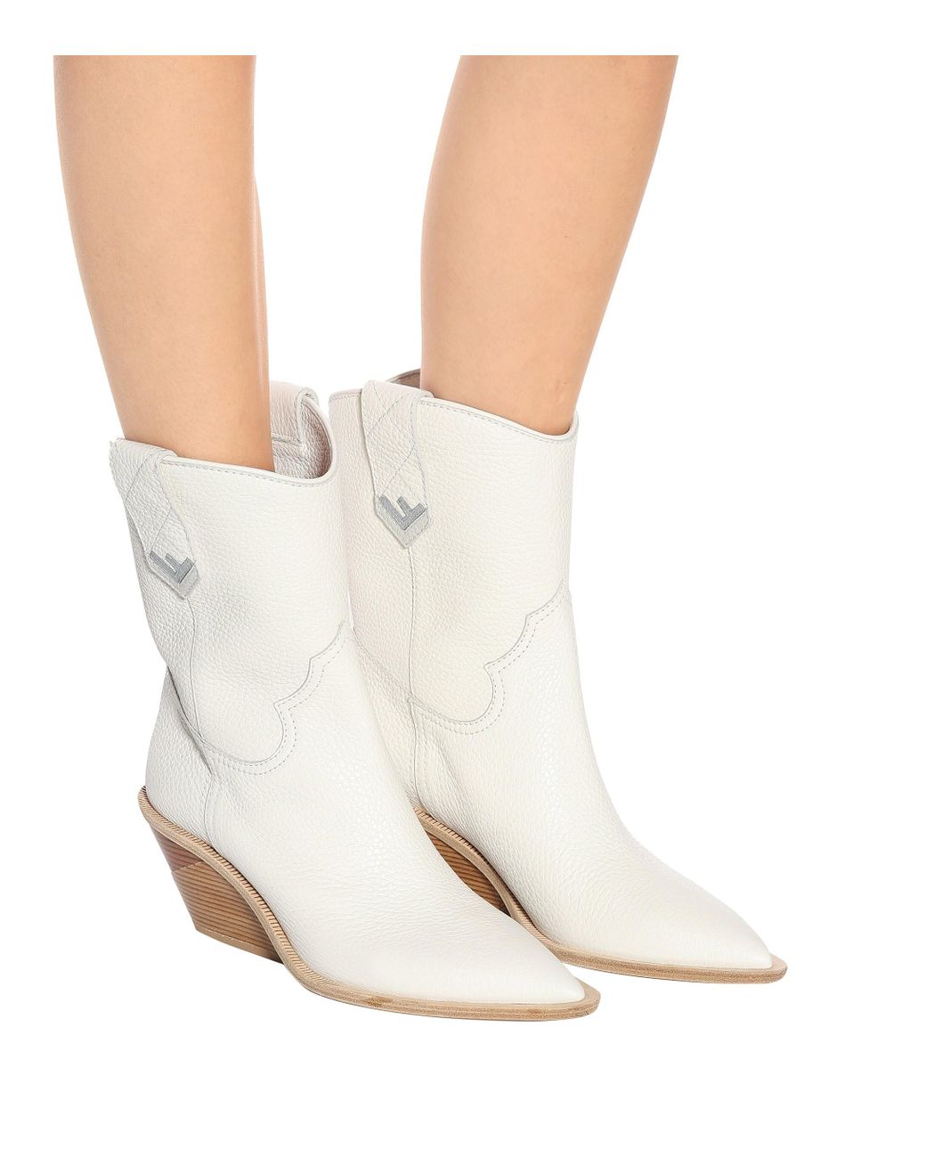 Fendi Leather Cowboy Boots in White | Lyst