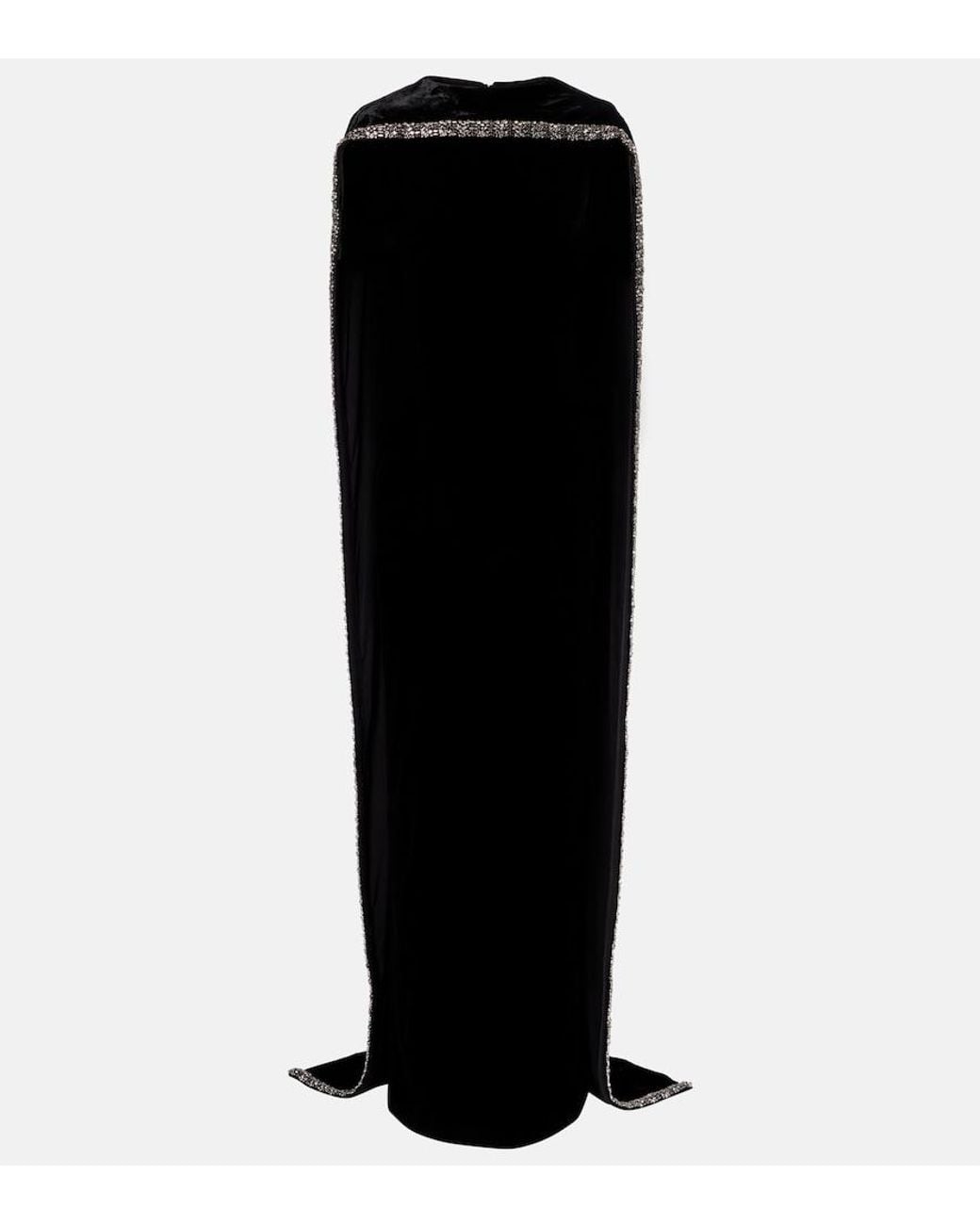 Roland Mouret Black Caped Embellished Velvet Gown