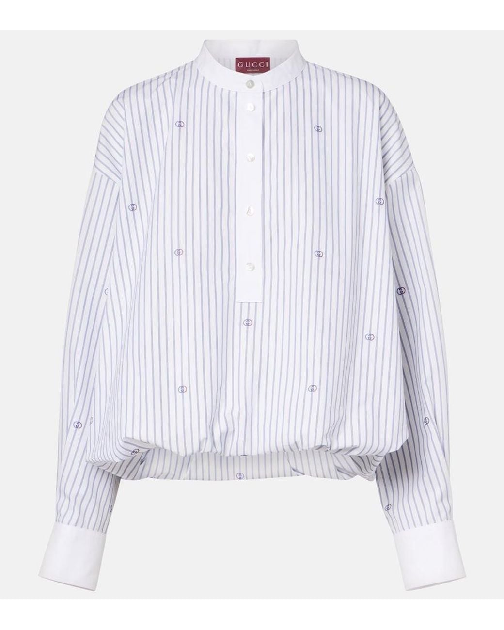 Gucci White Interlocking G Pinstripe Cotton Shirt