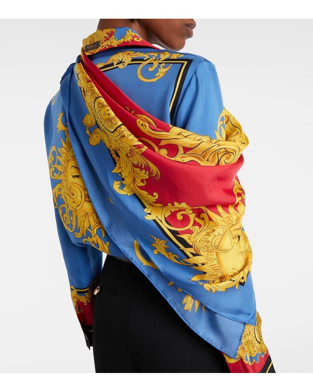 Versace Purple Printed Silk Twill Scarf