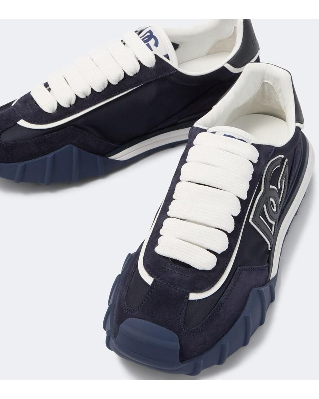 Dolce & Gabbana Blue Dg Suede-Trimmed Canvas Sneakers for men