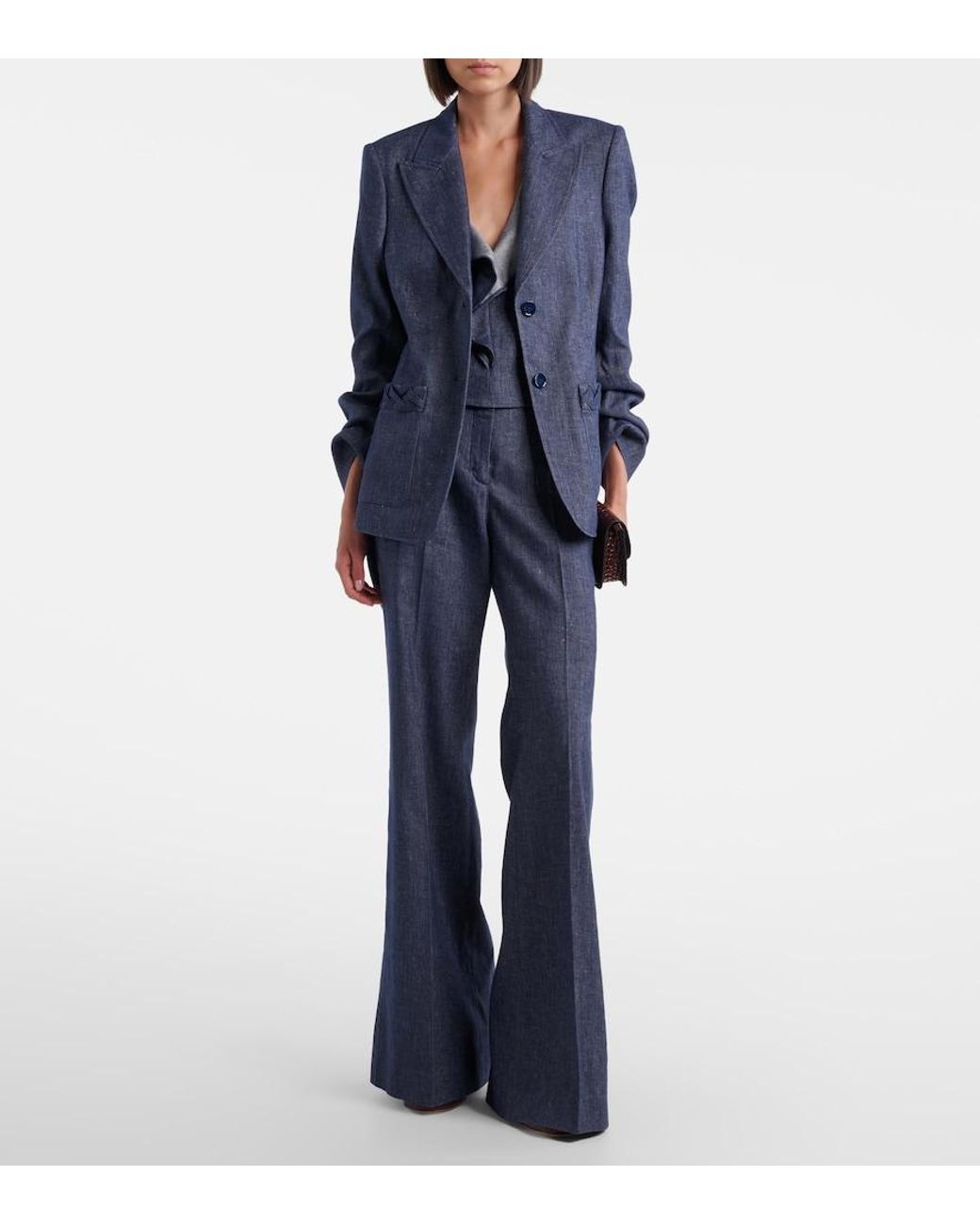 Dorothee Schumacher Blue Fluid Denim Ruffled Crop Top