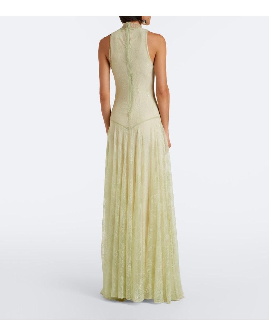 De La Vali White Palomina Halterneck Lace Maxi Dress