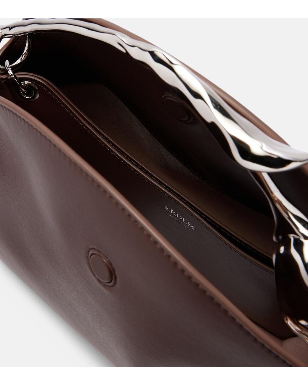 Erdem Brown Bloom Midi Leather Top-Handle Bag