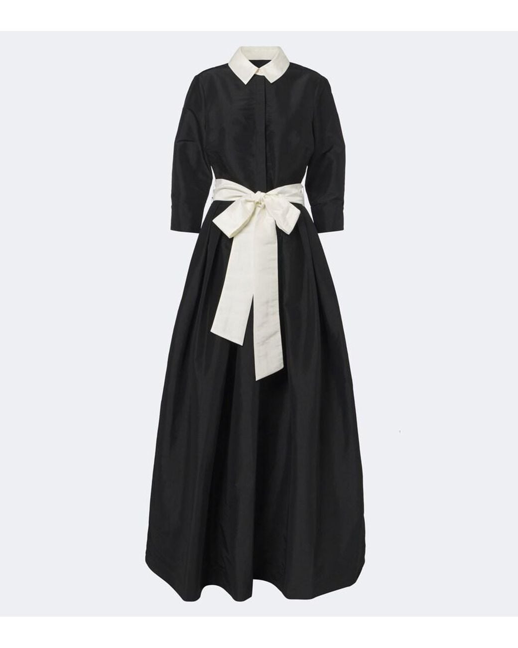 Jonathan Simkhai Black Julisse Bow-Detail Pleated Taffeta Gown