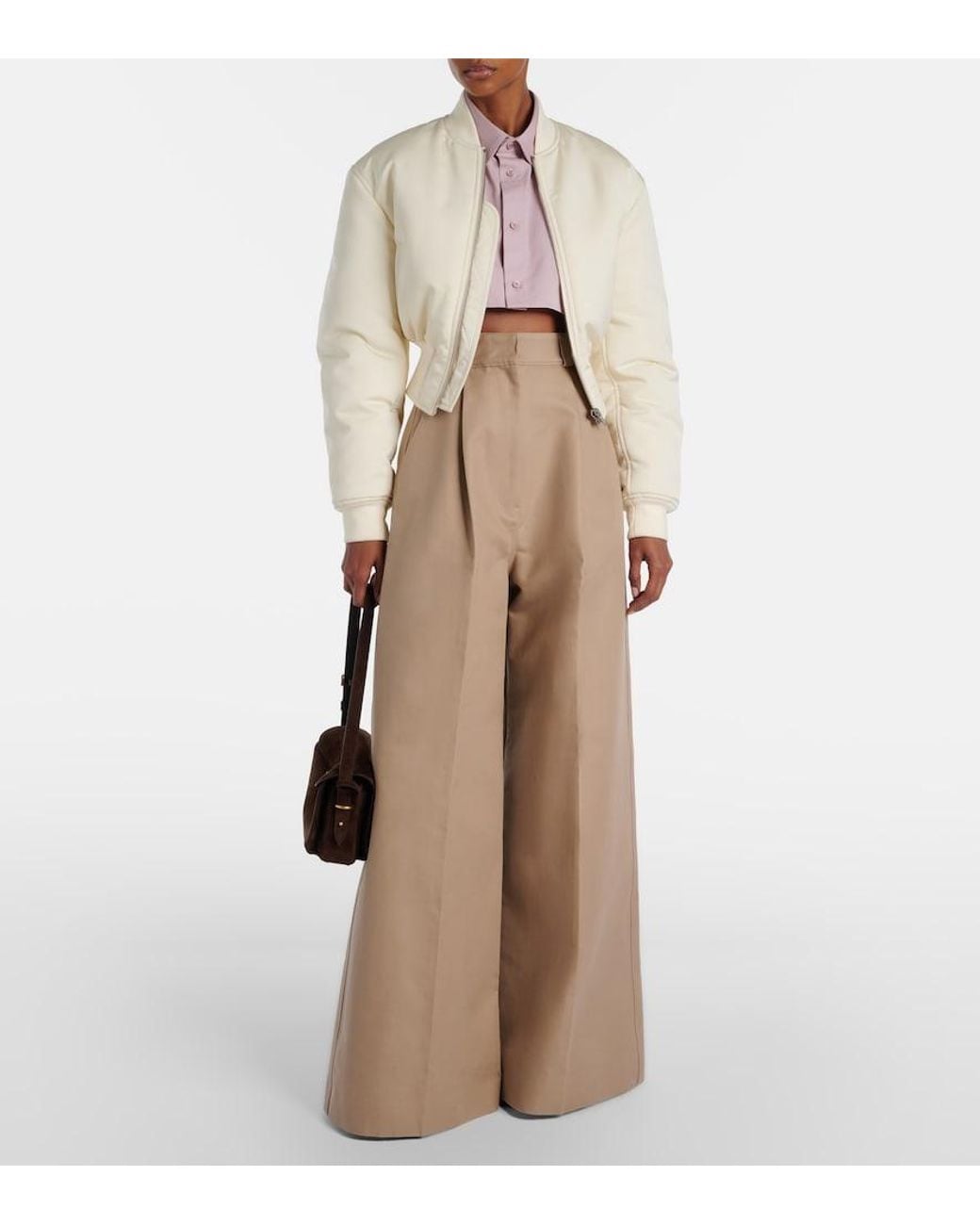 Balenciaga Brown Cotton Gabardine Wide-Leg Pants