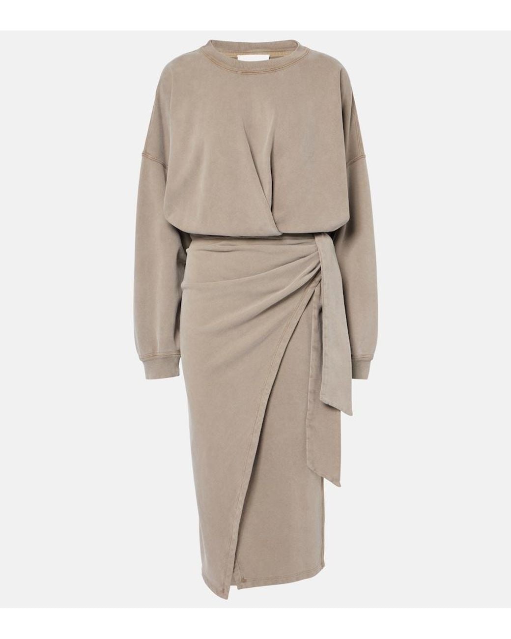 Isabel Marant Natural Sandrina Draped Cotton Midi Dress