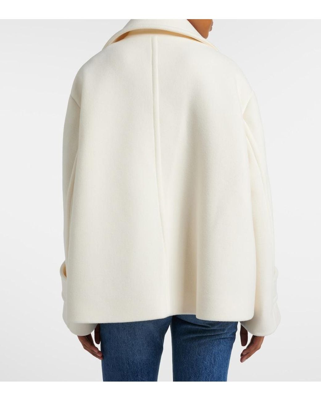 Chloé Natural Double-Breasted Wool-Blend Jacket