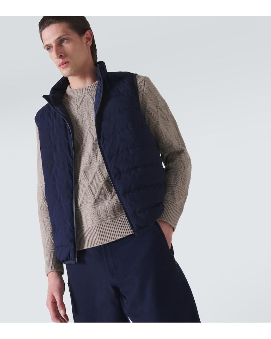Zegna Blue Cashmere Ski Jacket for men
