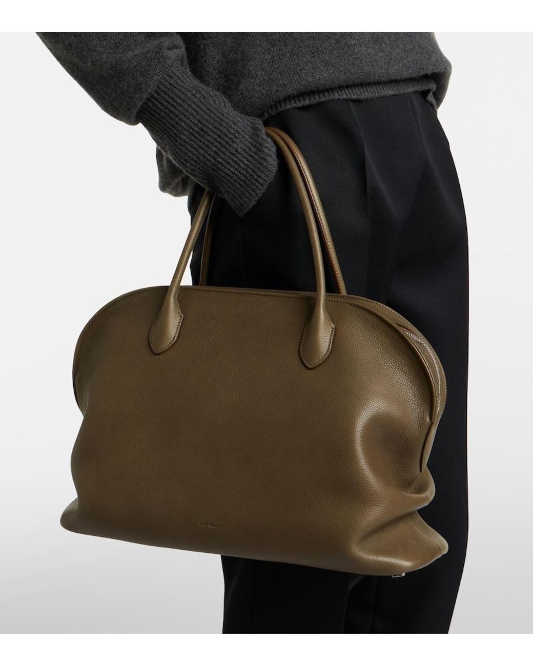 The Row Brown Agnes 15 Leather Tote Bag