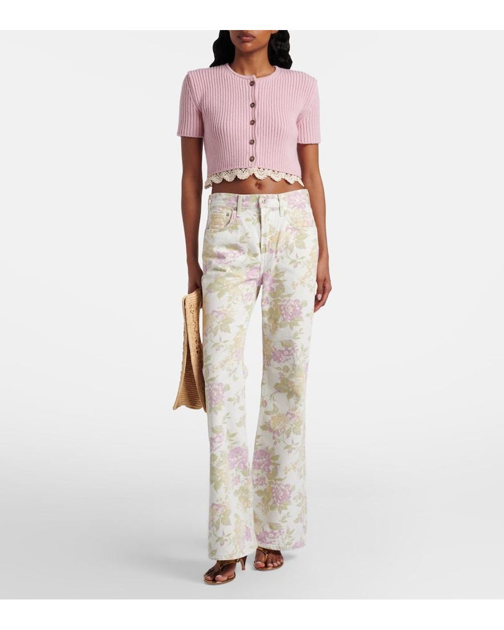 Citizens of Humanity White Kimberly '70S Floral Flared Jeans