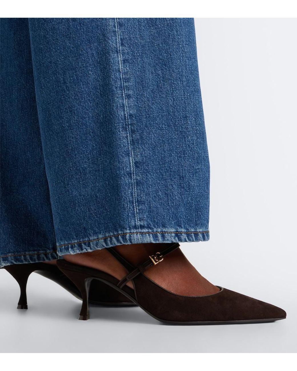 Dolce & Gabbana Black Dg Suede Slingback Pumps