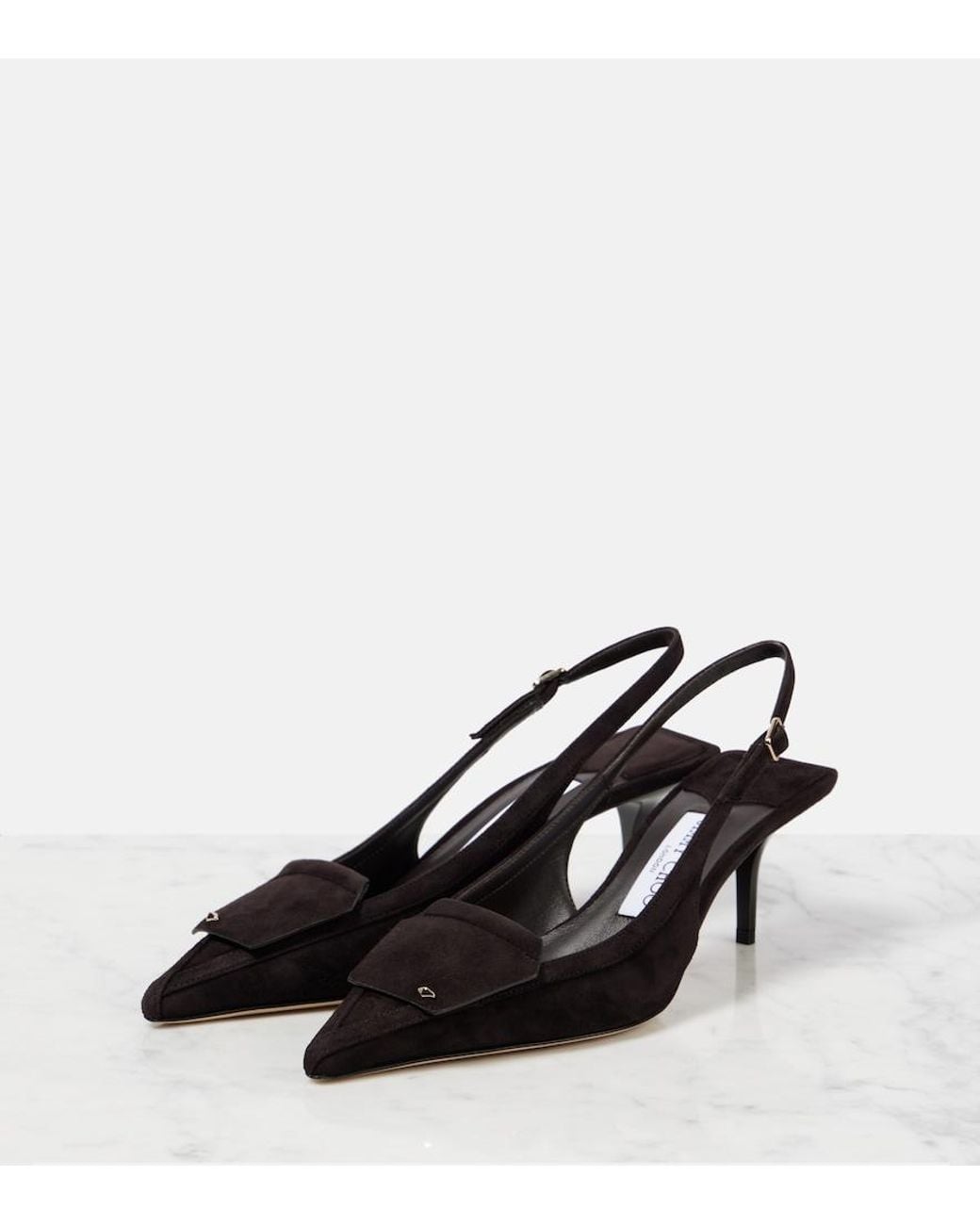 Jimmy Choo Black Frances 60 Suede Slingback Pumps