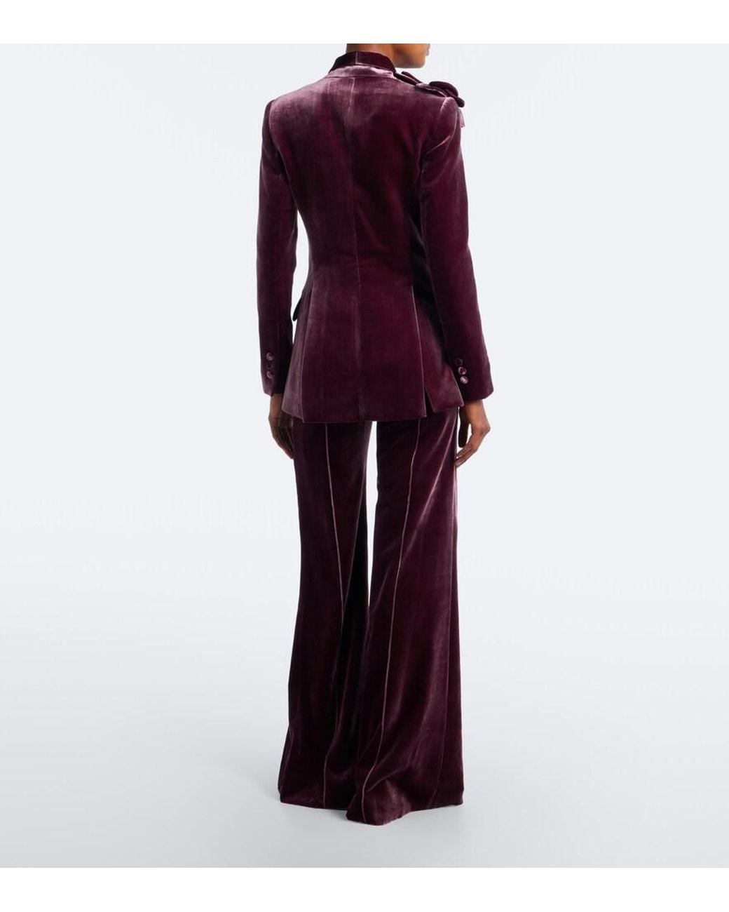 Elie Saab Purple Velvet Wide-Leg Pants