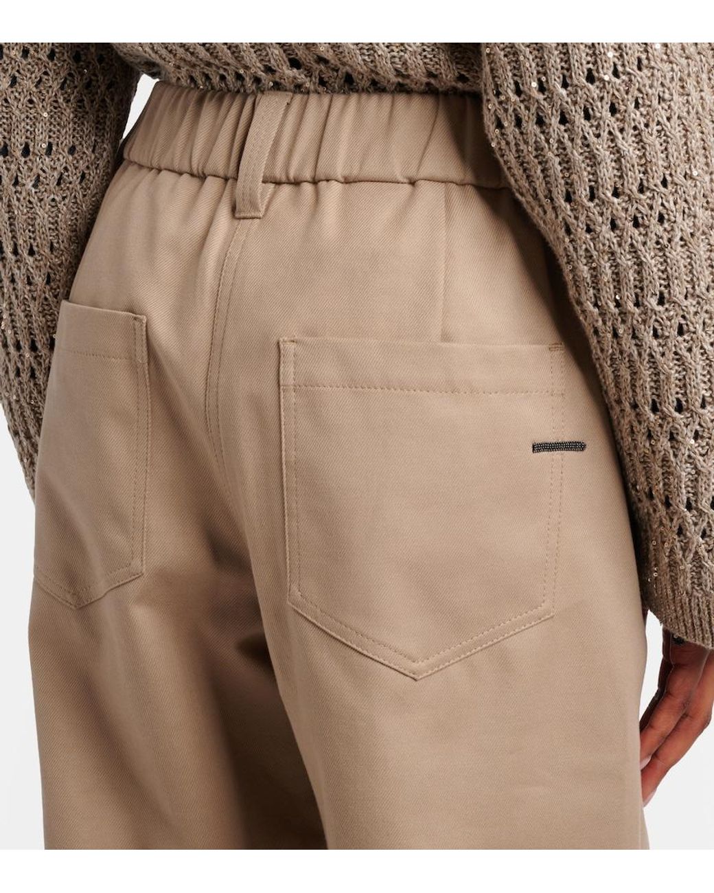 Brunello Cucinelli Natural Cotton-Blend Straight Pants