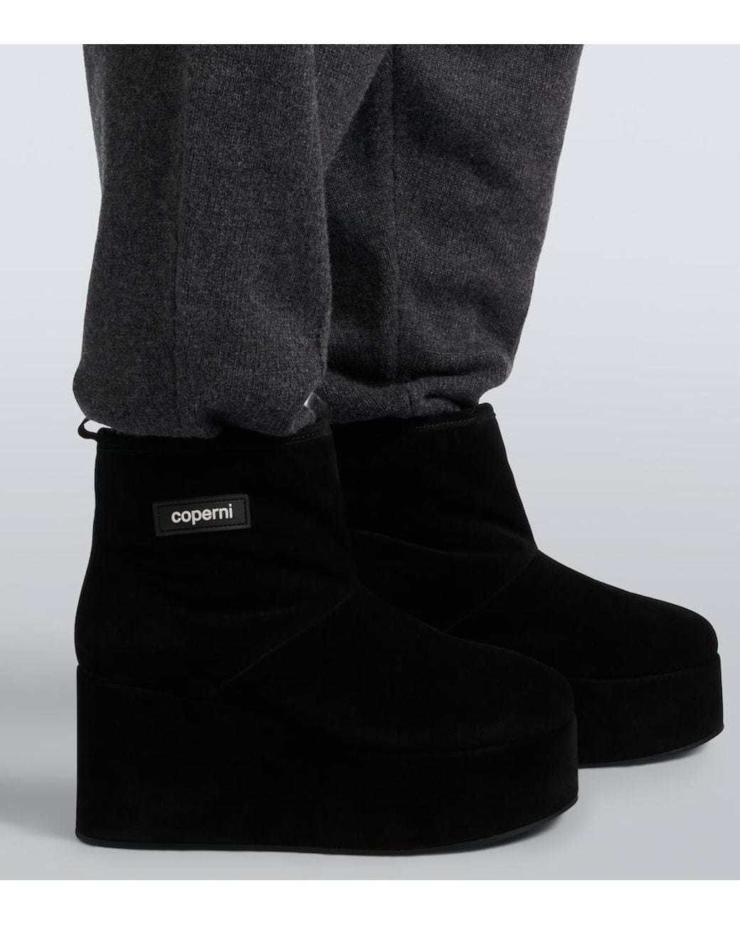 Coperni Black Shearling-Lined Suede Wedge Boots