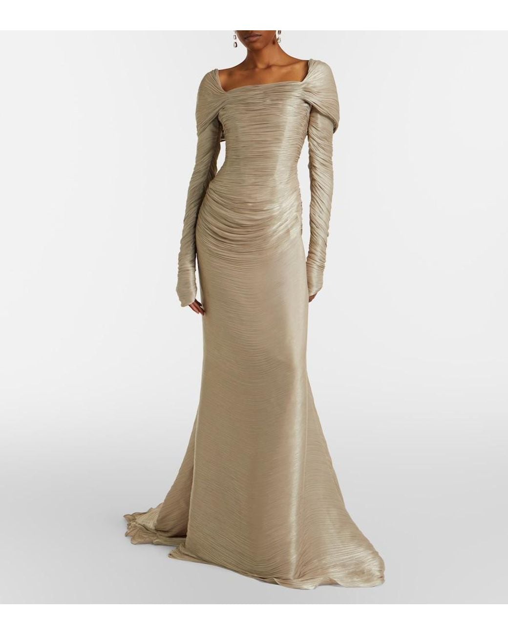Marmar Halim Natural Ruched Gown