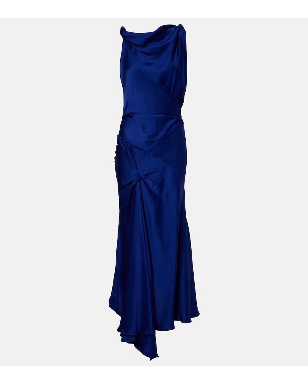 victoria beckham asymmetric dress Asymmetric Twist Dress In Bright Indigo – Victoria Beckham