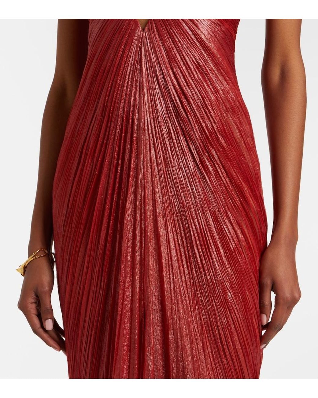 Maria Lucia Hohan Red Rachel Draped Silk Muslin Bustier Gown