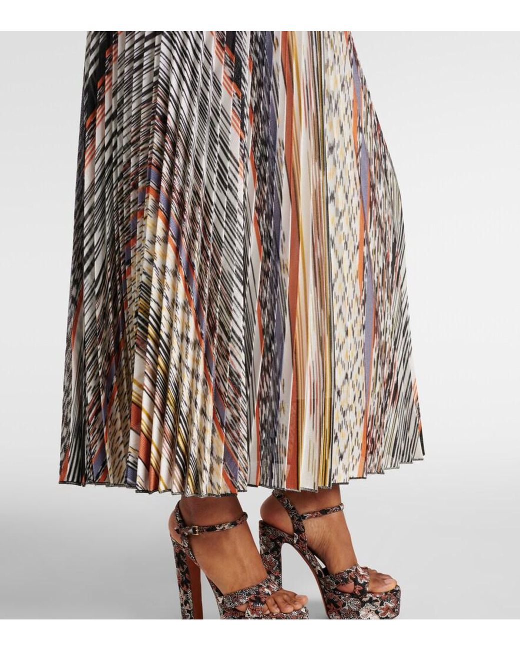 Missoni Multicolor Knitted Pleated Striped Maxi Dress