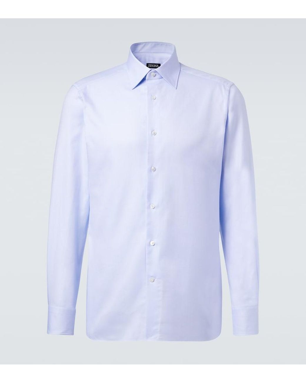 Zegna Blue Cotton Poplin Shirt for men
