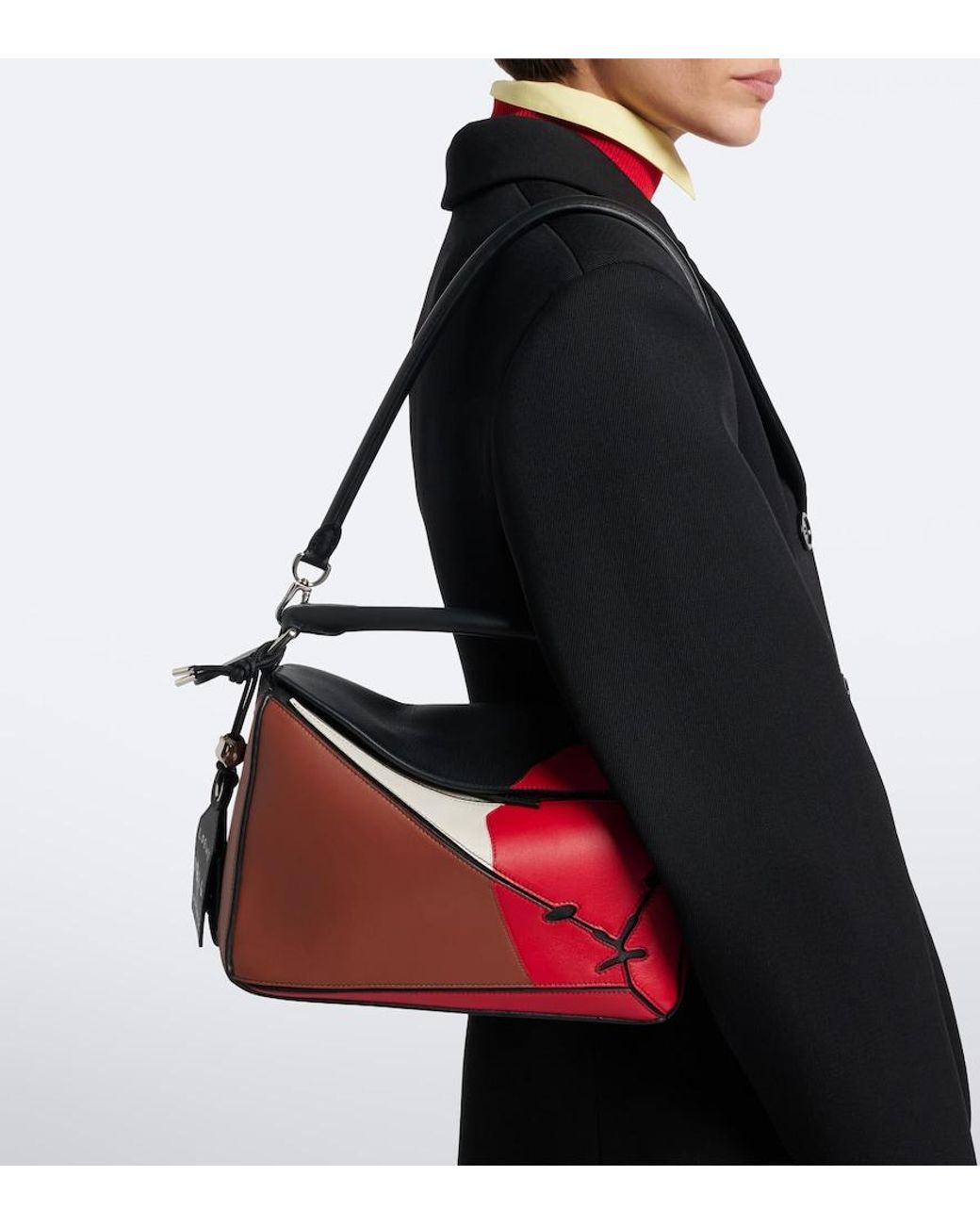 Loewe Red Puzzle Lion Intarsio Small Shoulder Bag