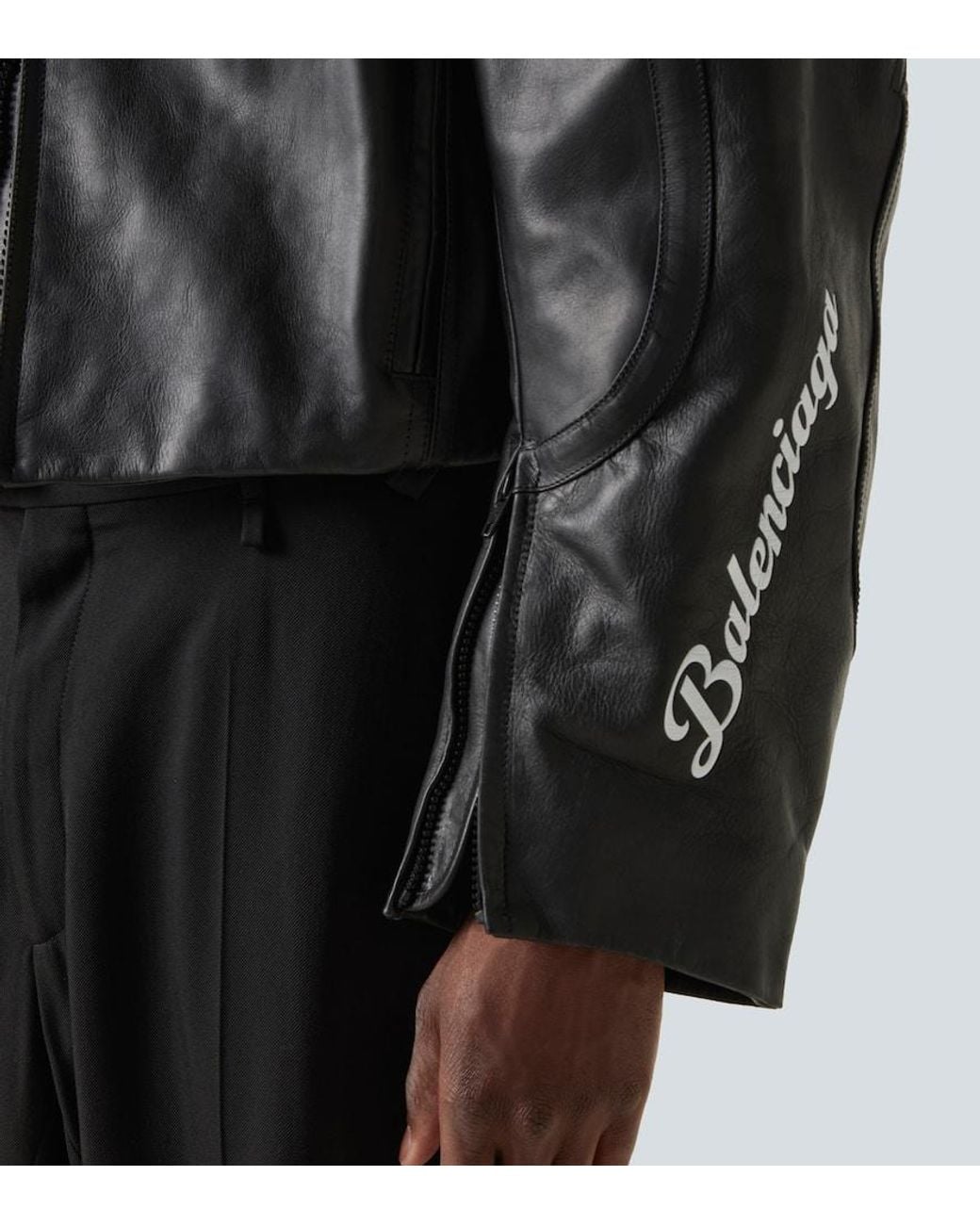 Balenciaga X Automobili Lamborghini Leather Biker Jacket in Black