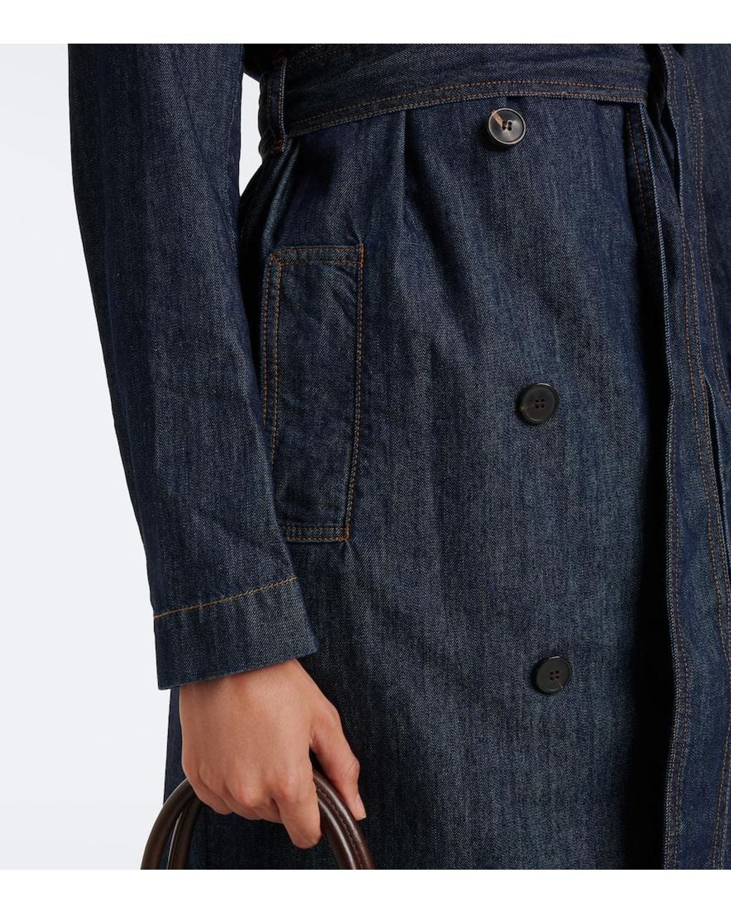 Dries Van Noten Blue Denim Trench Coat
