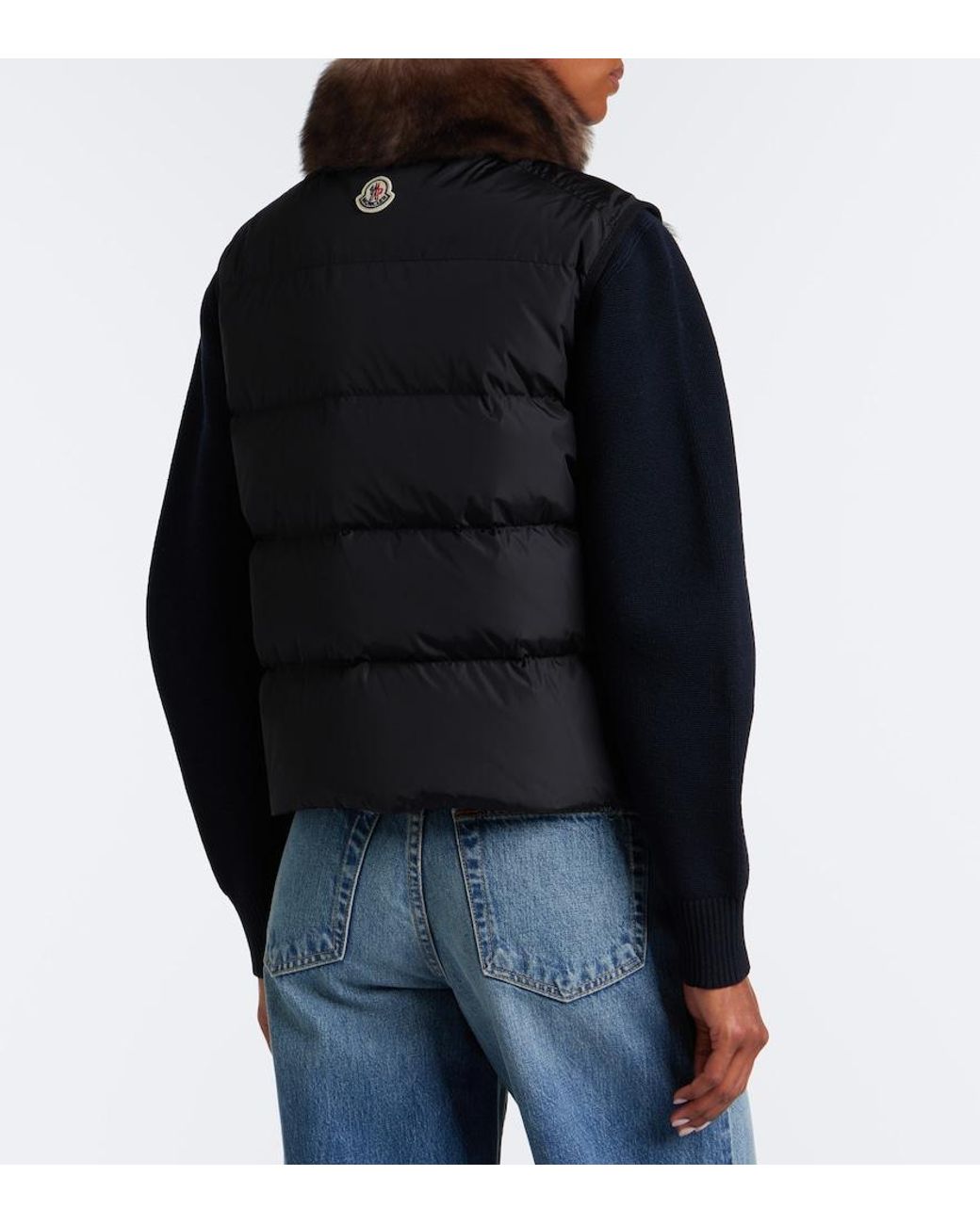 Moncler Brown Tadorne Shearling-Trimmed Down Vest
