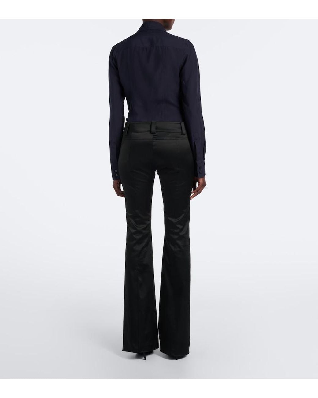 Gucci Black Satin Flared Pants