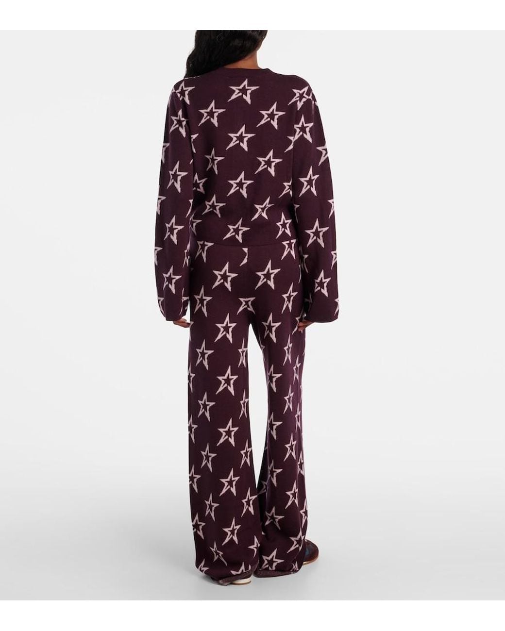 Perfect Moment Red Chalet Round-Neck Wool Cardigan