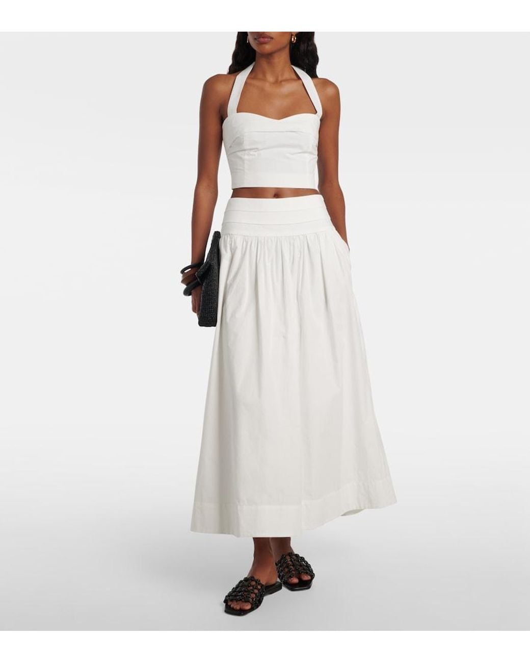 Posse White Rue Cotton Midi Skirt