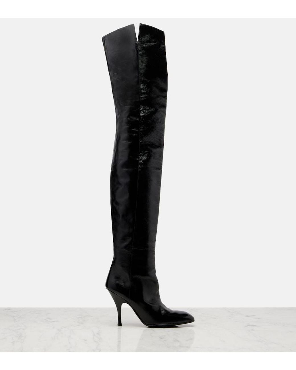 Khaite Black Colt 100 Leather Over-The-Knee Boots