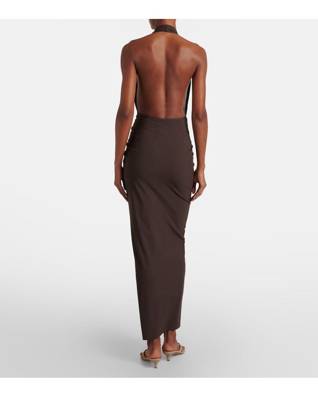 Christopher Esber Purple Embellished Halterneck Maxi Dress