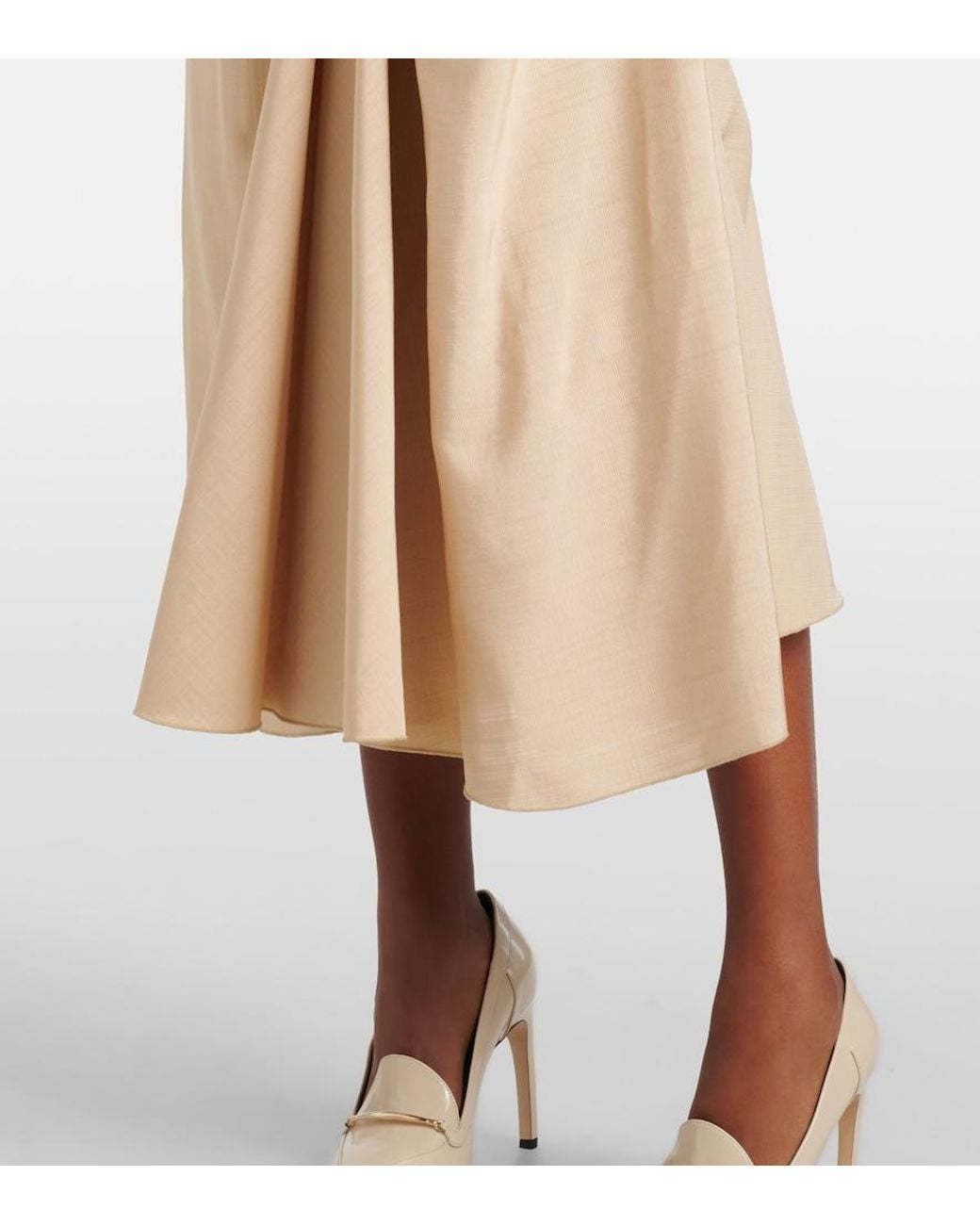 Victoria Beckham Natural Deconstructed Gathered Midi Dress