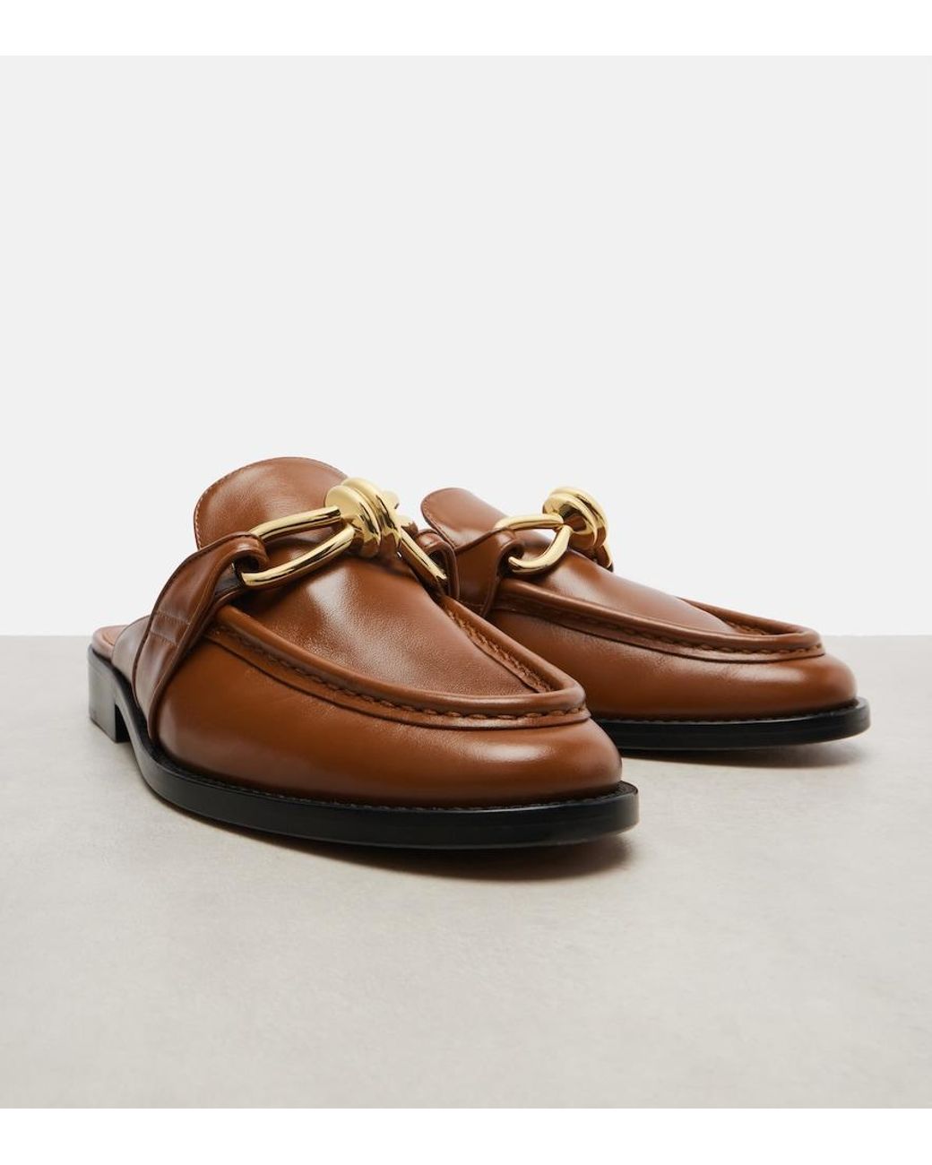 Bottega Veneta Brown Astaire Knot Leather Mules