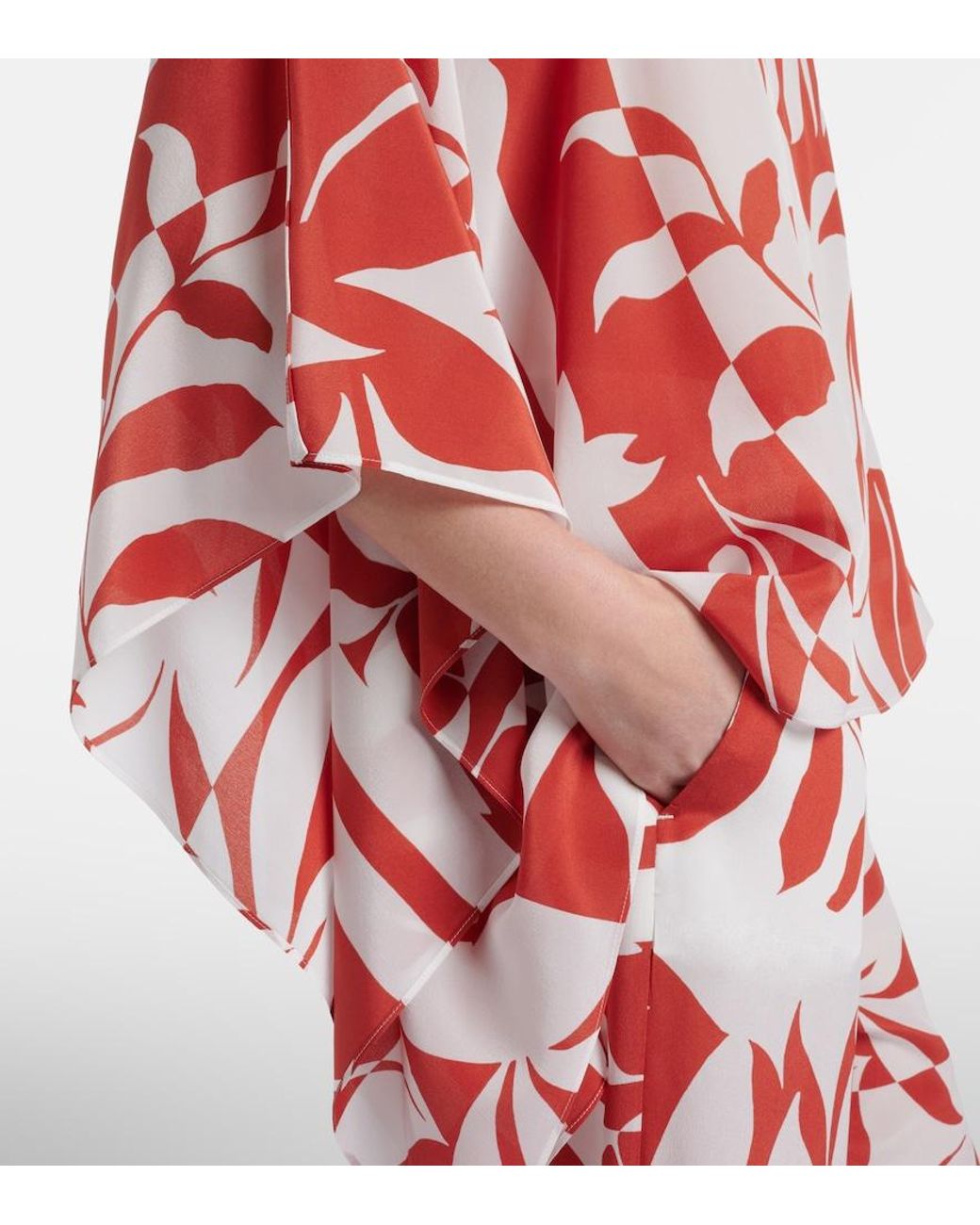 Max Mara Red Tambuto Printed Silk Blouse