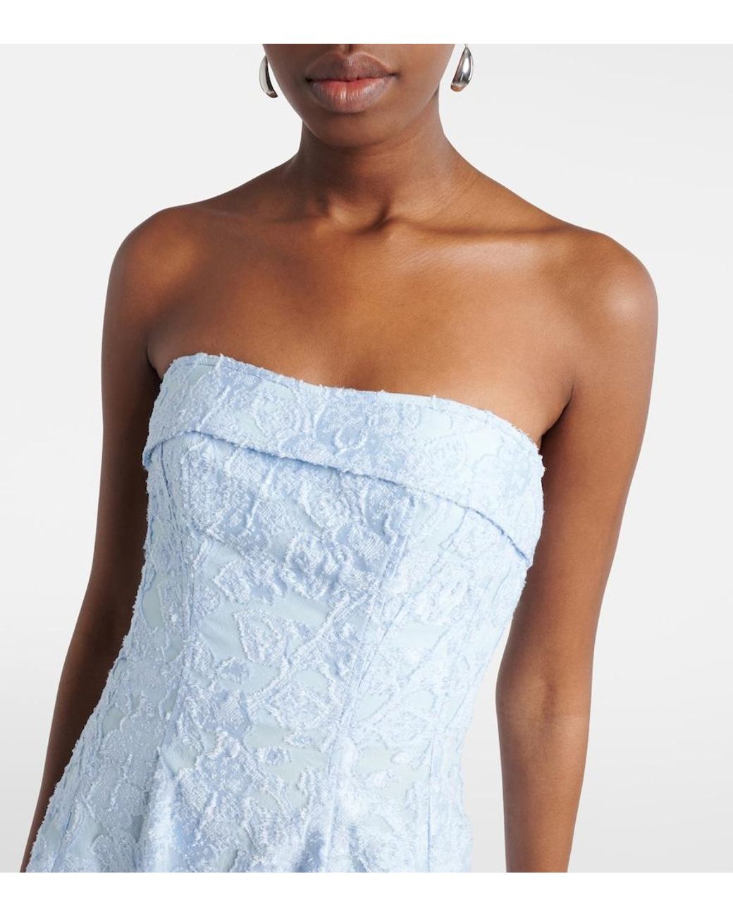 Jonathan Simkhai Blue Valeria Embroidered Midi Dress