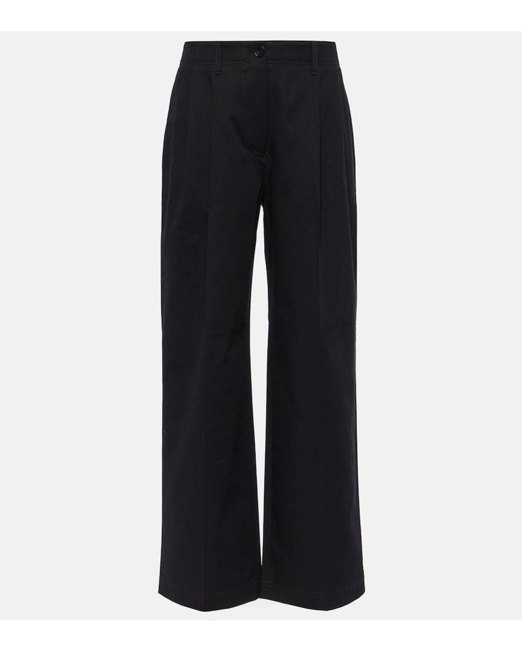 Totême Blue Cotton Twill Wide-Leg Pants