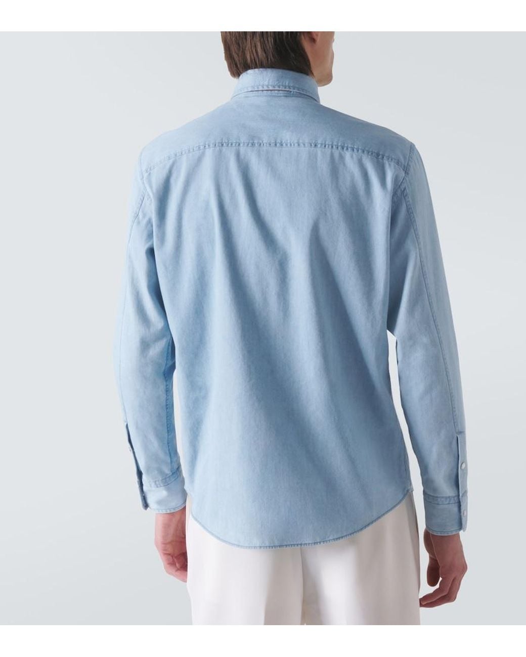 Zegna Blue Denim Western Shirt for men