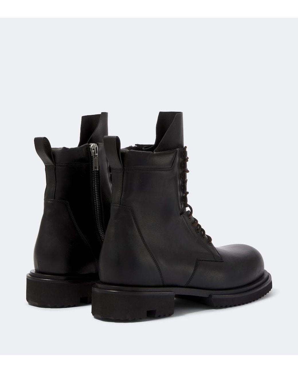 Rick Owens Black Army Gabe Leather Combat Boots for men