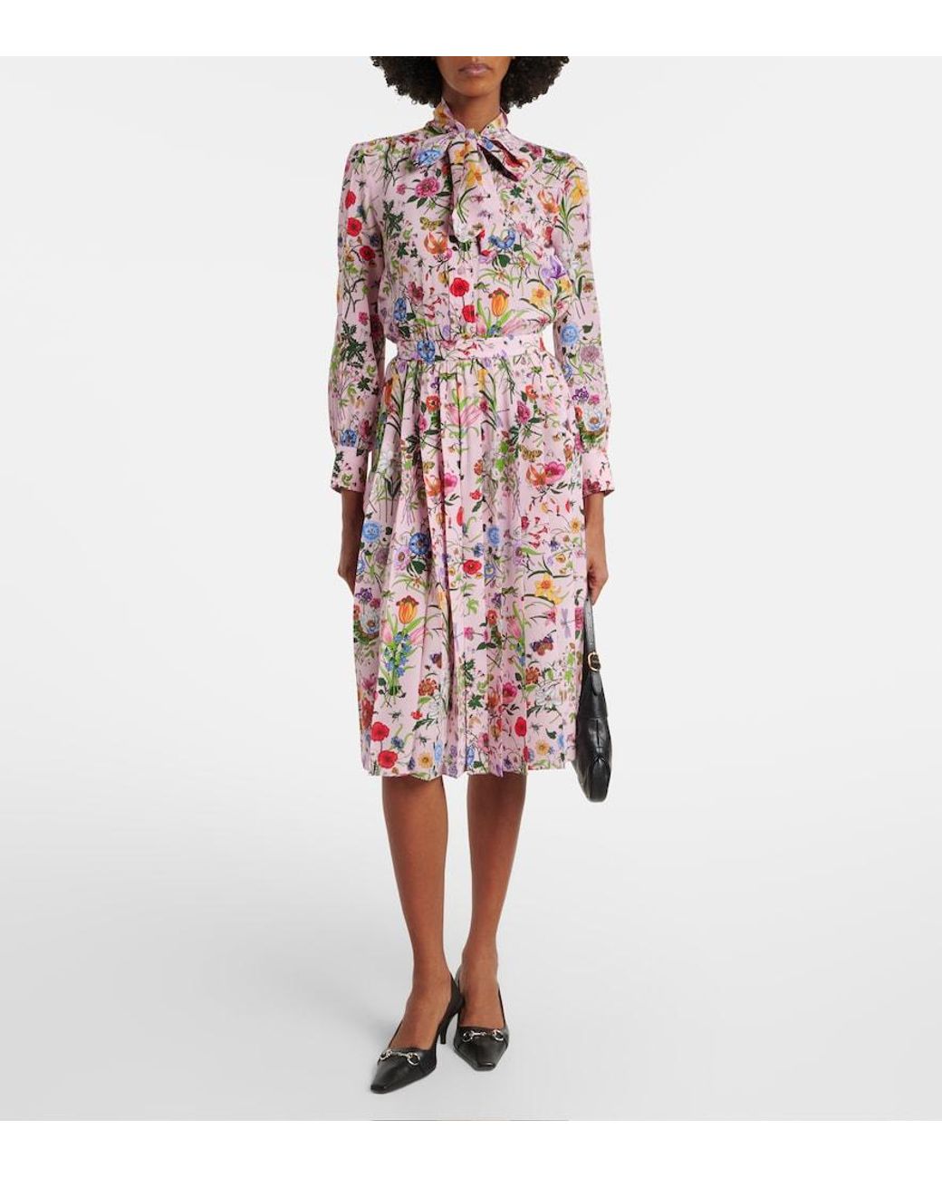 Gucci White Flora Silk Shirt Dress