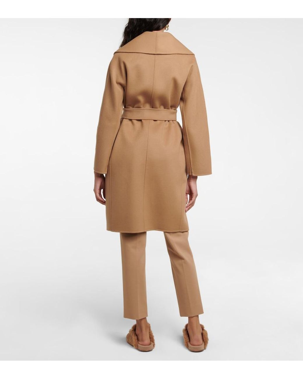 Max Mara Brown Messi Belted Virgin-Wool Coat